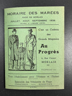 Dépliant Touristique MORLAIX Horaire Des Marées Eté 1936 Finistère - Reiseprospekte
