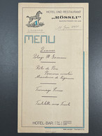 Ancien Menu Hôtel Restaurant Rössli Lucerne Suisse 1936 Publicité Montres Horlogerie H. Haefliger - Menus