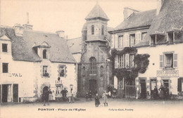 CPA France - Pontivy - Place De L Eglise - Animé - Collection Le Cunf - Café - Débit De Boisson - Vin Blanc De Vallet - Pontivy