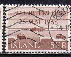 ISLANDA ICELAND ISLANDE ISLAND 1968 INTRODUTION OF RIGHT-HAND DRIVING 5k USED USATO OBLITERE' - Used Stamps