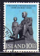 ISLANDA ICELAND ISLANDE ISLAND 1968 FRIDRIK FRIDRIKSSON  FOUNDER OF YMCA 10k USED USATO OBLITERE' - Oblitérés