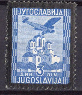 1935. KINGDOM OF YUGOSLAVIA,BLACK FRAME,3 DIN. AIRMAIL,MNH - Luftpost