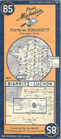 CARTE-ROUTIERE-MICHELIN-N°85-1948-BIARRITZ LUCHON- - Imprim Déchaux-Paris-TBE - Cartes Routières