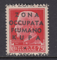 Italia Occupazione Montenegro - Fiumano Kupa - Sassone N.22  Cat. 2000 Euro Certificato Sottoriva - Gomma Integra -MNH** - Fiume & Kupa