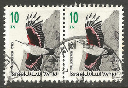 ISRAEL. 10₪ BIRDS - WALL CREEPER. USED PAIR. - Used Stamps (without Tabs)