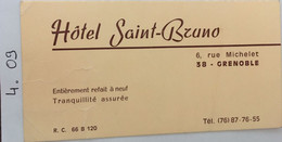 Carte Publicité, Hôtel Saint Bruno,rue Michelet 38 Grenoble Isère - Advertising