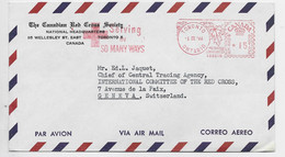 CANADA EMA 15C TORONTO 1.III.1966 ONTARIO LETTRE COVER  AVION CANADIAN  RED CROSS CROIX ROUGE TO GENEVE CICR - Lettres & Documents