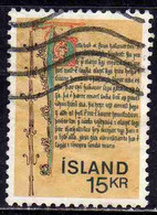 ISLANDA ICELAND ISLANDE ISLAND 1970 ICELAND MANUSCRIPTS PREFACE TO FLATEYJARBOK 15k USED USATO OBLITERE' - Used Stamps