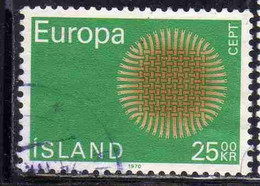 ISLANDA ICELAND ISLANDE ISLAND 1970 EUROPA CEPT UNITED 25k USED USATO OBLITERE' - Oblitérés