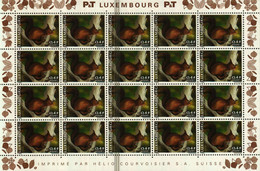 Luxembourg Feuille à 20 Timbres à 0,45+0.05 Euro Ecureuil/Eichhörnchen/Squirrel Timbre De Bienfaisance 2001 - Hojas Completas