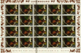 Luxembourg Feuille à 20 Timbres à 0,45+0.05 Euro Ecureuil/Eichhörnchen/Squirrel Timbre De Bienfaisance 2001 - Ganze Bögen