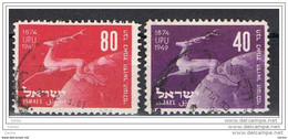 ISRAEL:  1950  U.P.U. -  KOMPLET  SET  2  USED  STAMPS  -  YV/TELL. 27/28 - Gebraucht (ohne Tabs)