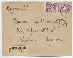 FRANCE ARC TRIOMPHE 3FRX2 LETTRE REC COVER LES LILAS 9.3.1945 AU TARIF - 1944-45 Arc Of Triomphe