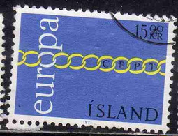 ISLANDA ICELAND ISLANDE ISLAND 1971 EUROPA CEPT UNITED 15k USED USATO OBLITERE' - Oblitérés