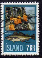 ISLANDA ICELAND ISLANDE ISLAND 1971 FISH INDUSTRY HADDOCK FREEZING PLANT 7k USED USATO OBLITERE' - Used Stamps