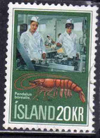 ISLANDA ICELAND ISLANDE ISLAND 1971 FISH INDUSTRY TSHRIMP CANNING PLANT 20k USED USATO OBLITERE' - Used Stamps