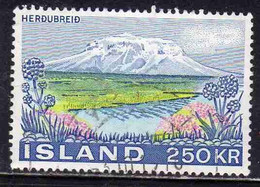 ISLANDA ICELAND ISLANDE ISLAND 1972 HERDUBREID MOUNTAIN 250k USED USATO OBLITERE' - Used Stamps