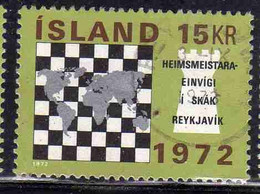 ISLANDA ICELAND ISLANDE ISLAND 1972 WORLD CHESS CHAMPIONSHIPS REYKJAVIK CHESSBOARD MAP ROCK 15k USED USATO OBLITERE' - Used Stamps