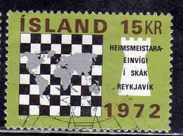 ISLANDA ICELAND ISLANDE ISLAND 1972 WORLD CHESS CHAMPIONSHIPS REYKJAVIK CHESSBOARD MAP ROCK 15k USED USATO OBLITERE' - Oblitérés