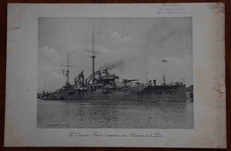 HÉLIOGRAVURE, CUIRASSÉ FRANCE, CHANTIERS DE LA LOIRE, SAINT-NAZAIRE, 1912, NAVIRE DE GUERRE, QUIBERON, SAINT-BRÉVIN - Boats
