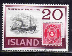 ISLANDA ICELAND ISLANDE ISLAND 1973 CENTENARY OF FIRST POSTAGE STAMPS N. 2 AND MAILBOAT ESJA 20k USED USATO OBLITERE' - Oblitérés