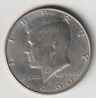 U.S.A. 1990 D: 1/2 Dollar, KM 202b - 1964-…: Kennedy