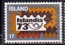ISLANDA ICELAND ISLANDE ISLAND 1973 ISLANDIA73 PHILATELIC EXHIBITION REYKJAVIK EMBLEM 17k USED USATO OBLITERE' - Used Stamps