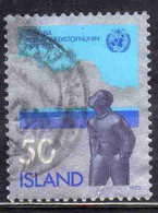 ISLANDA ICELAND ISLANDE ISLAND 1973 INTERNATIONAL METEOROLOGICAL COOPERATION MAN WHO EMBLEM 50k USED USATO OBLITERE' - Oblitérés