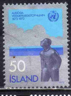 ISLANDA ICELAND ISLANDE ISLAND 1973 INTERNATIONAL METEOROLOGICAL COOPERATION MAN WHO EMBLEM 50k USED USATO OBLITERE' - Used Stamps