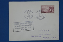 BD15 FRANCE  BELLE  LETTRE 1960  +PARIS LOS ANGELES  USA +SCOTEM +AEROPHILATELIE+++AFFRANC. PLAISANT - 1960-.... Storia Postale