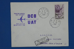 BD15 FRANCE  BELLE  LETTRE 1960  +PARIS ABIDJAN +SCOTEM +AEROPHILATELIE+++AFFRANC. PLAISANT - Eerste Vluchten