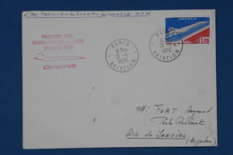 BD15 FRANCE  BELLE  LETTRE 1976  +PARIS RIO BRESIL PAR CONCORDE  +AEROPHILATELIE+++AFFRANC. PLAISANT - Erst- U. Sonderflugbriefe