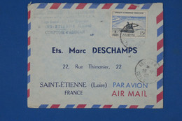 BD15 AOF  BELLE  LETTRE 1954   PAR AVION ABIDJAN A ST ETIENNE +AEROPHILATELIE+++AFFRANC. PLAISANT - Lettres & Documents