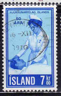 ISLANDA ICELAND ISLANDE ISLAND 1970 ICELANDIC NURSING ASSOCIATION NURSE 7k USED USATO OBLITERE' - Used Stamps