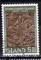 ISLANDA ICELAND ISLANDE ISLAND 1963 NATIONAL MUSEUM 1863 KNYGHT SLAYING DRAGON 5.50k USED USATO OBLITERE' - Used Stamps