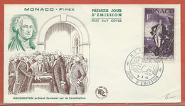 WASHINGTON MONACO LETTRE FDC DE 1956 - George Washington