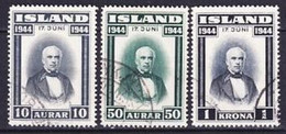 1944. Iceland. Jón Sigurðsson. Used. Mi. Nr. 231, 233-34 - Gebruikt