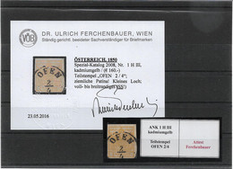 "Ungarn- Vorläufer" Österreich ANK 1 H III Kadmiumgelb, Befund Ferchenbauer (160.- €) OFEN 2 / 4 - ...-1867 Prefilatelia