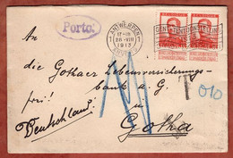 Brief, Koenig Albert, MS Gand Exposition Anvers, Nachporto- + Portostempel, Nach Gotha 1913 (10421) - Sonstige