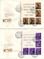 Vaticano 1966 - Serie "Il Lavoro Dell'uomo" In Blocchi Angolari Di 5 Su Buste Viaggiate - Used Stamps