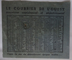 Petit Calendrier De Poche 1948 Journal Le Courrier De L'ouest Anjou Maine Poitou - Grand Format : 1941-60