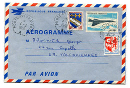 RC 23581 FRANCE 1970 PORTE AVIONS FOCH POSTE NAVALE SUR LETTRE AEROGRAMME POUR VALENCIENNES - 1961-....