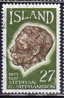 ISLANDA ICELAND ISLANDE ISLAND 1975 FAMOUS ICELANDERS STEPHAN STEPHANSSON POET EMIGRATION 27k USED USATO OBLITERE' - Used Stamps
