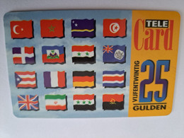 NETHERLANDS   FL 25,- COUNTRY FLAGS /THICK  CARD / OLDER CARD    PREPAID  Nice Used  ** 11054** - GSM-Kaarten, Bijvulling & Vooraf Betaalde