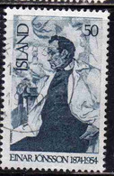 ISLANDA ICELAND ISLANDE ISLAND 1975 EINAR JONSSON SCULPTOR PAINTE AND WRITER 50k USED USATO OBLITERE' - Used Stamps
