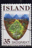 ISLANDA ICELAND ISLANDE ISLAND 1975 REFORESTATION SAPINGS GROWING IN BARE LANDSCAPE 35k USED USATO OBLITERE' - Used Stamps