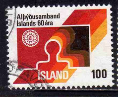 ISLANDA ICELAND ISLANDE ISLAND 1976 ICELANDIC FEDERATION OF LABOR 100k USED USATO OBLITERE' - Oblitérés