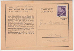 BÖHMEN Und MÄHREN, Pol. Gefängnis THERESIENSTADT Kleine Festung, Vordruck-Postkarte Aus Dem Gefängnis Nach Klattau - Covers & Documents