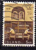 ISLANDA ICELAND ISLANDE ISLAND 1968 Reading Room, National Library Reykjavik 5k USATO USED OBLITERE' - Used Stamps