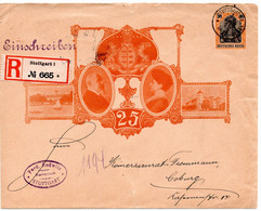 54578 - Deutsches Reich - 1911 - 30Pfg Germania R-PGAUmschlag "Silberhochzeit" STUTTGART -> COBURG, Kl Riss - Lettres & Documents